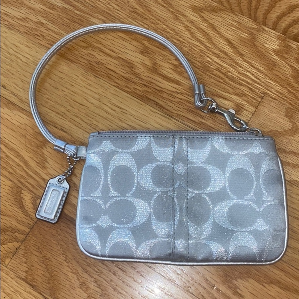 Silver coach wristlet